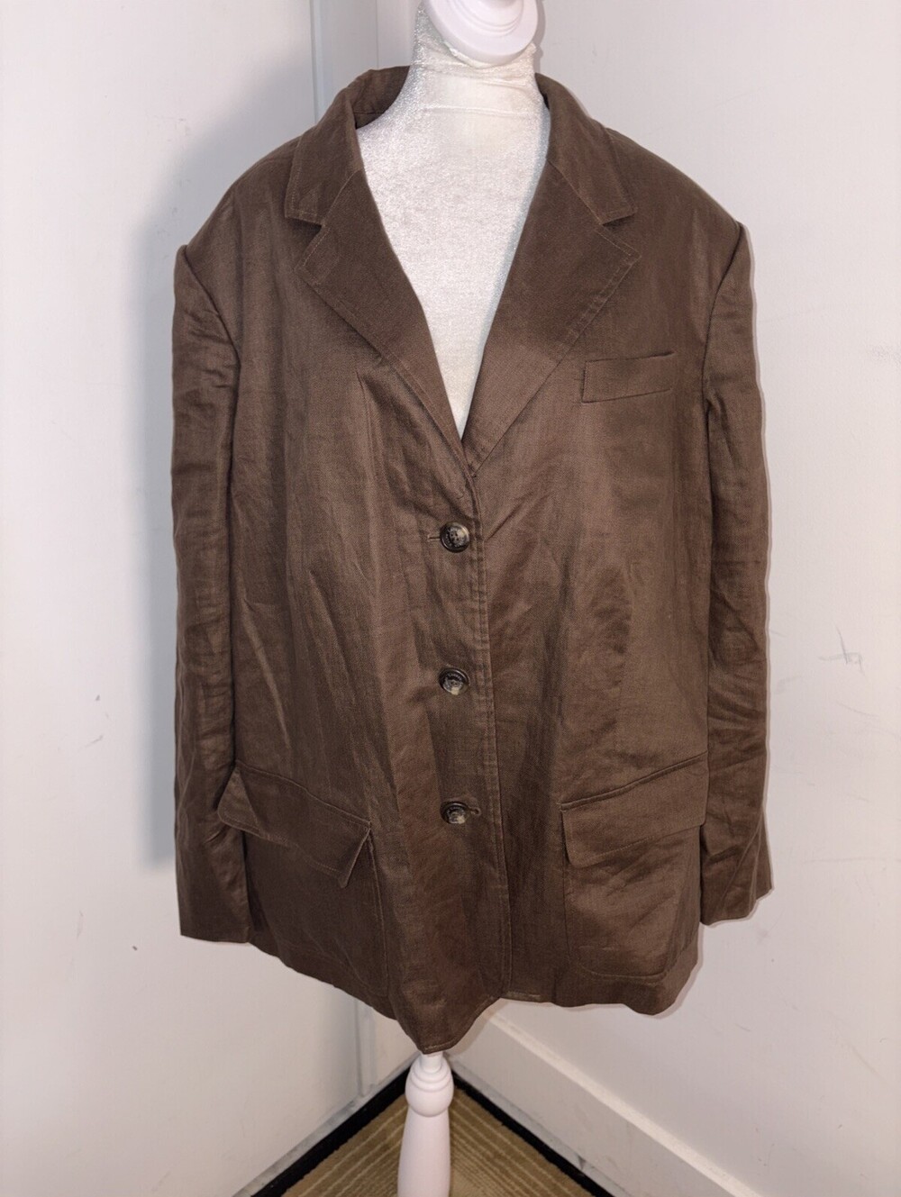 Lauren Ralph Lauren Linen 3 Button Blazer Brown 22W Excellent
